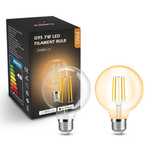 Load image into Gallery viewer, E27 7w LED Filament Bulb Warm and Cool White Amber Glass G95