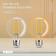 Load image into Gallery viewer, E27 7w LED Filament Bulb Warm and Cool White Amber Glass G95