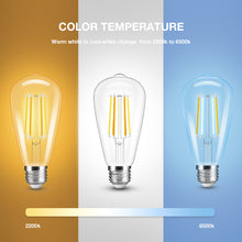Load image into Gallery viewer, E27 7w LED Filament Bulb Warm and Cool White Amber Glass ST64