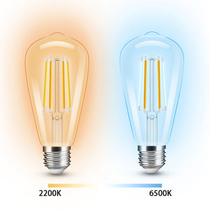 E27 7w LED Filament Bulb Warm and Cool White Amber Glass ST64