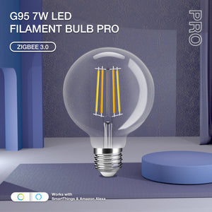 E27 7w LED Filament Bulb Warm and Cool White Clear Glass G95