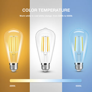 E27 7w LED Filament Bulb Warm and Cool White Clear Glass ST64